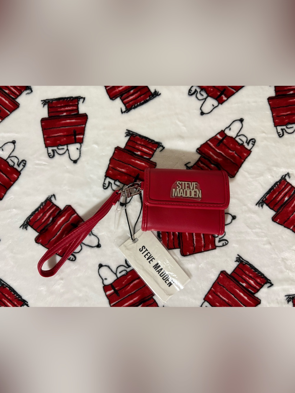 Steve Madden Red Wristlet Wallet with Logo Plate
